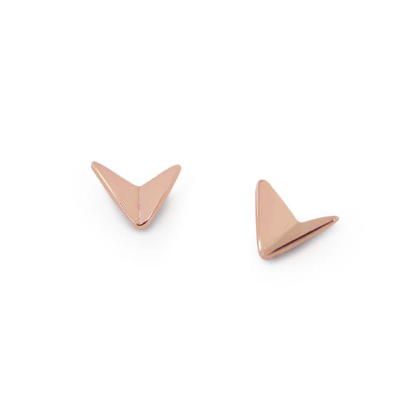 Geometric rose gold airplane stud earrings