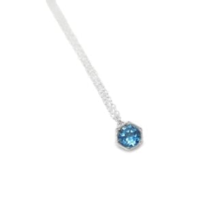 Blue topaz hexagon necklace in sterling silver