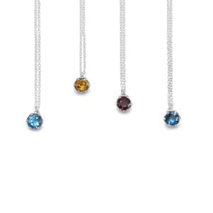 Hexagon gemstone necklaces in sterling silver