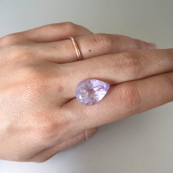 Lavender quartz pear shaped gemstone
