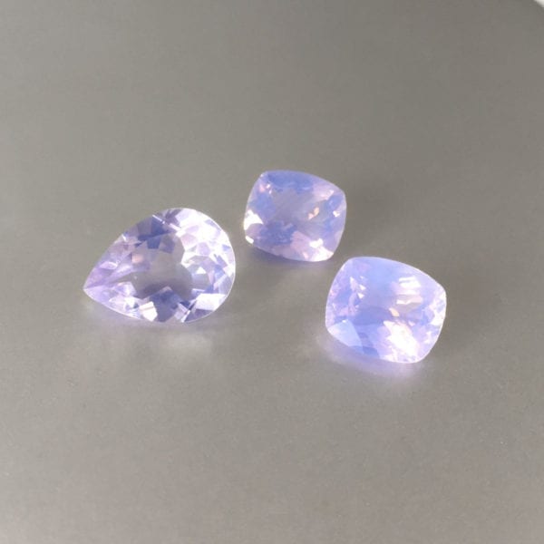 Pear and cushion cut lavender quartz for custom jewellery orders