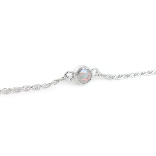 Simple sterling silver opal bracelet with October birthstone