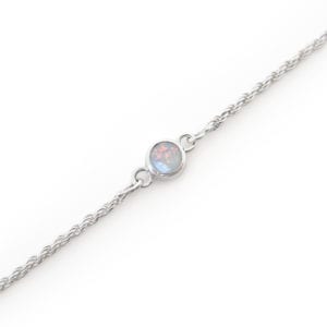 White opal bracelet with bezel setting and rope chain