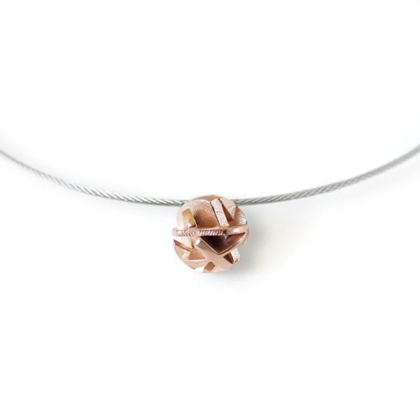 Unique geometric choker necklace with rose gold pendant