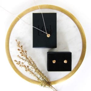 Gold necklace and earrings gift set
