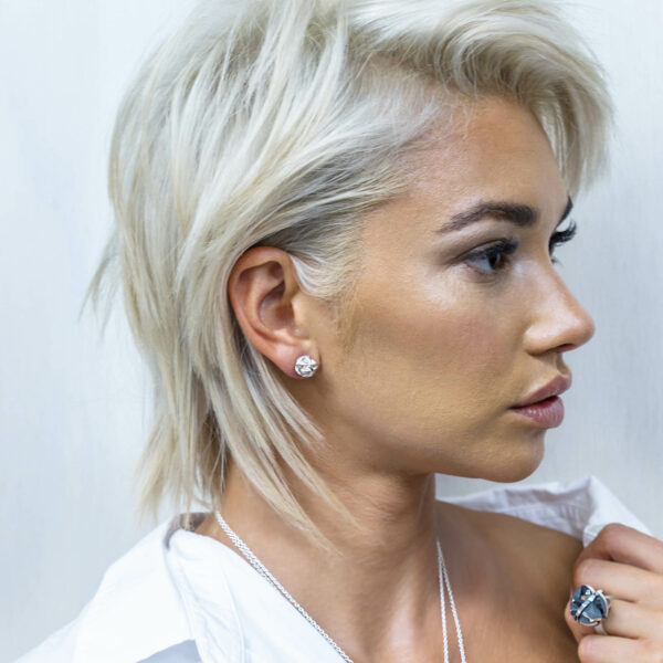 Modern silver ball stud earrings