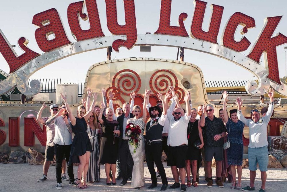 Vegas untraditional micro wedding under the Lady Luck sign