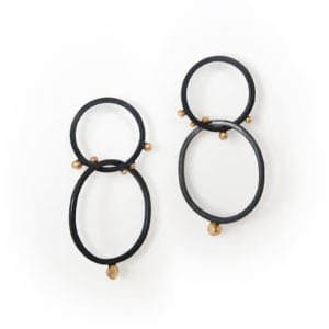 Oxidised eco friendly silver and gold drop earrings