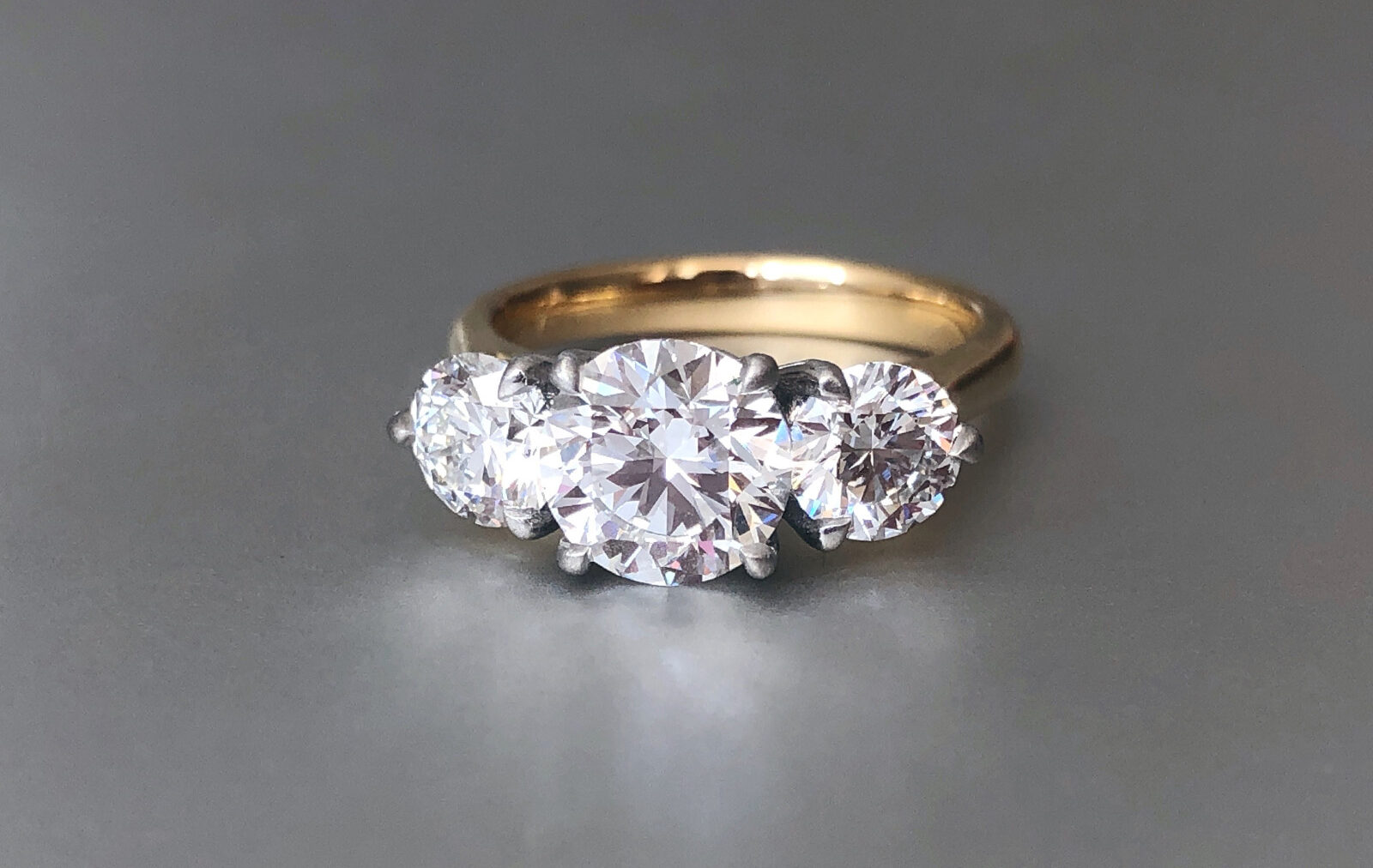 Lab created diamond, platinum and gold ring