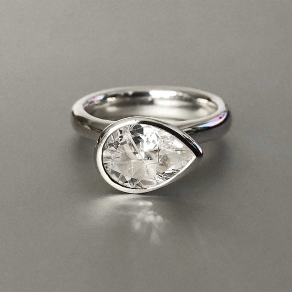 White rutilated quartz Isla ring in sterling silver