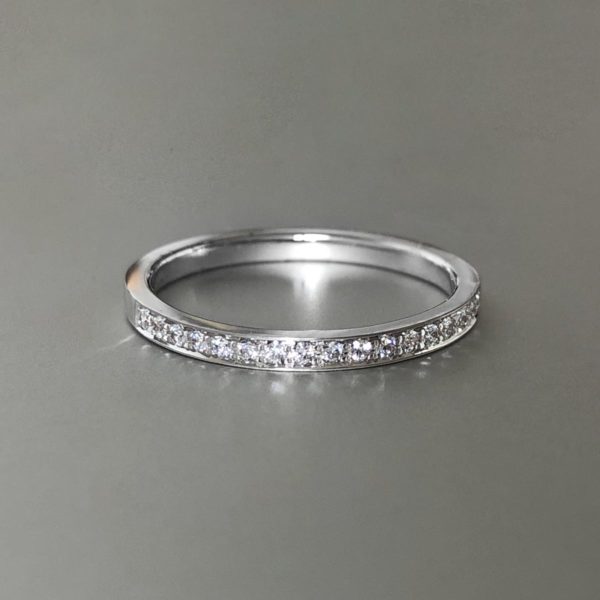 Diamond grain set white gold wedding ring