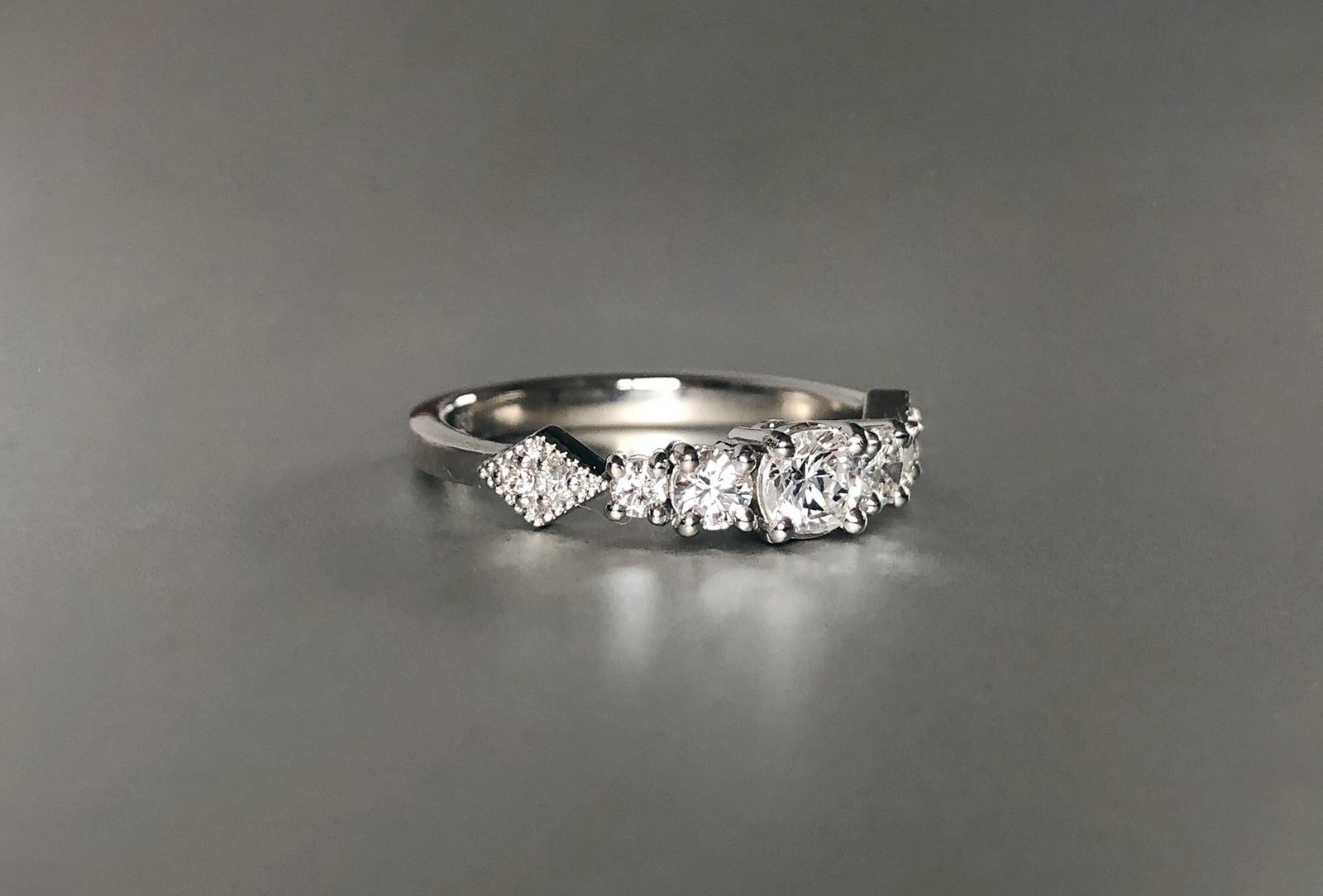 Platinum and diamond engagement ring side_Jen Levett