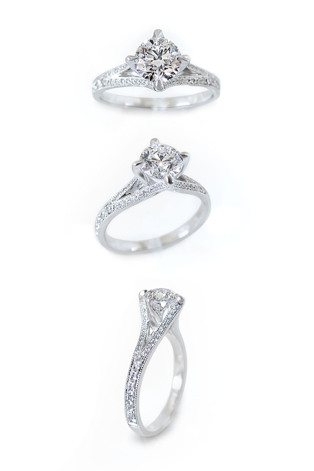 Natural diamond handmade white gold engagement ring