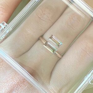 Baguette watermelon tourmalines for stacking rings