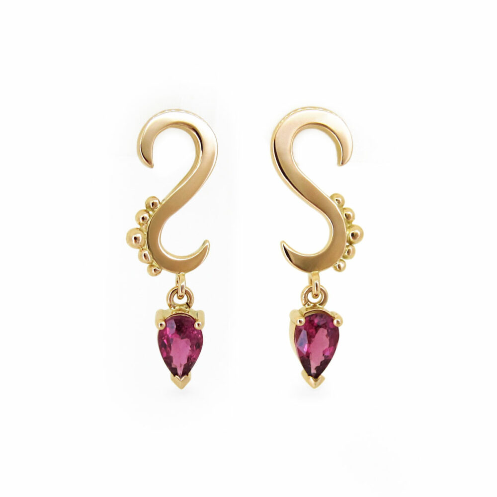 Recycled 22ct gold tourmaline earrings