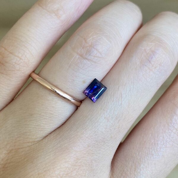 Royal blue and pink sapphire on hand