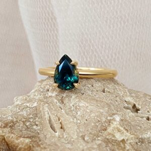 Teardrop shaped Australian sapphire engagement ring