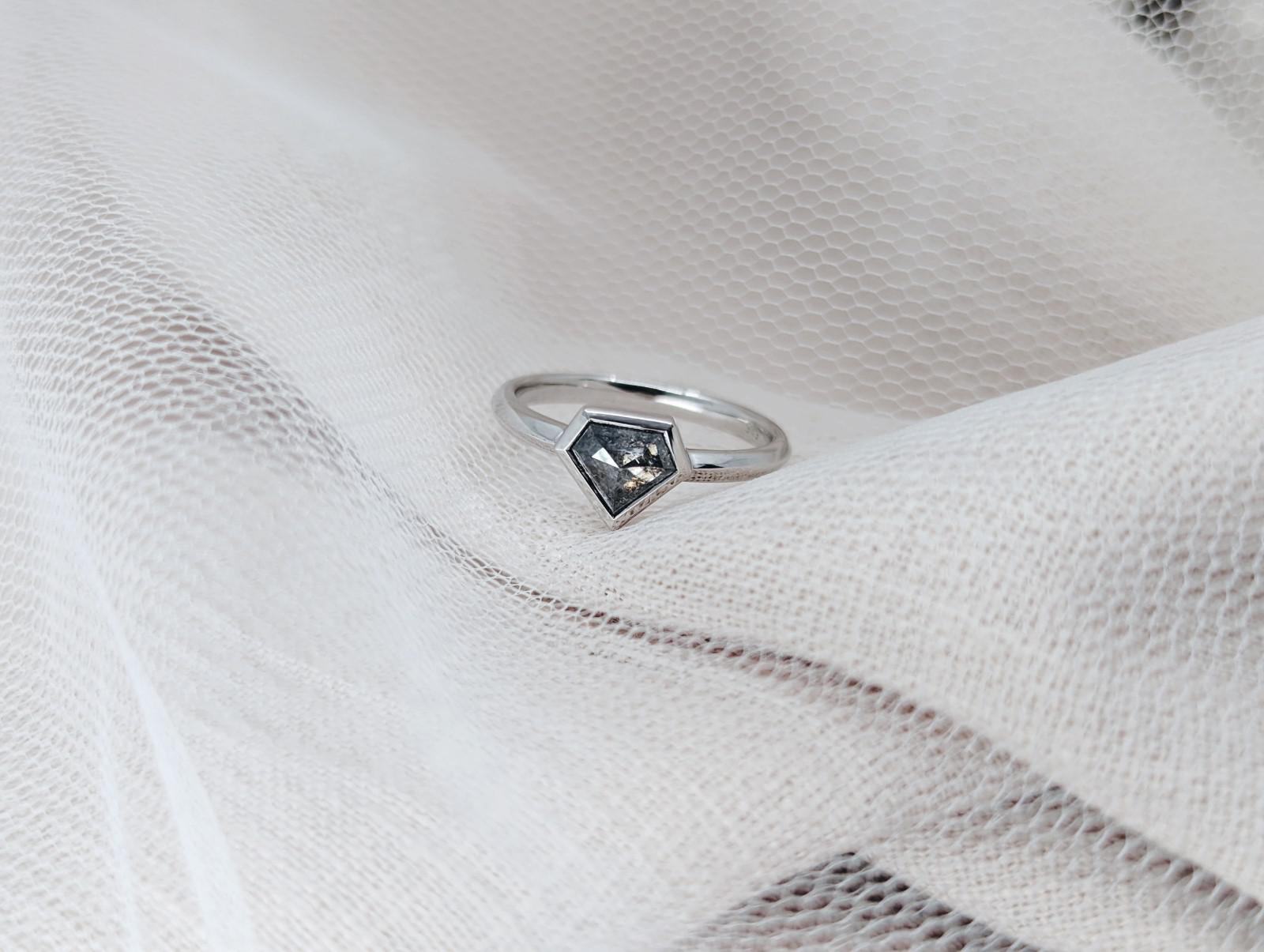 salt and pepper diamond engagement ring frontside